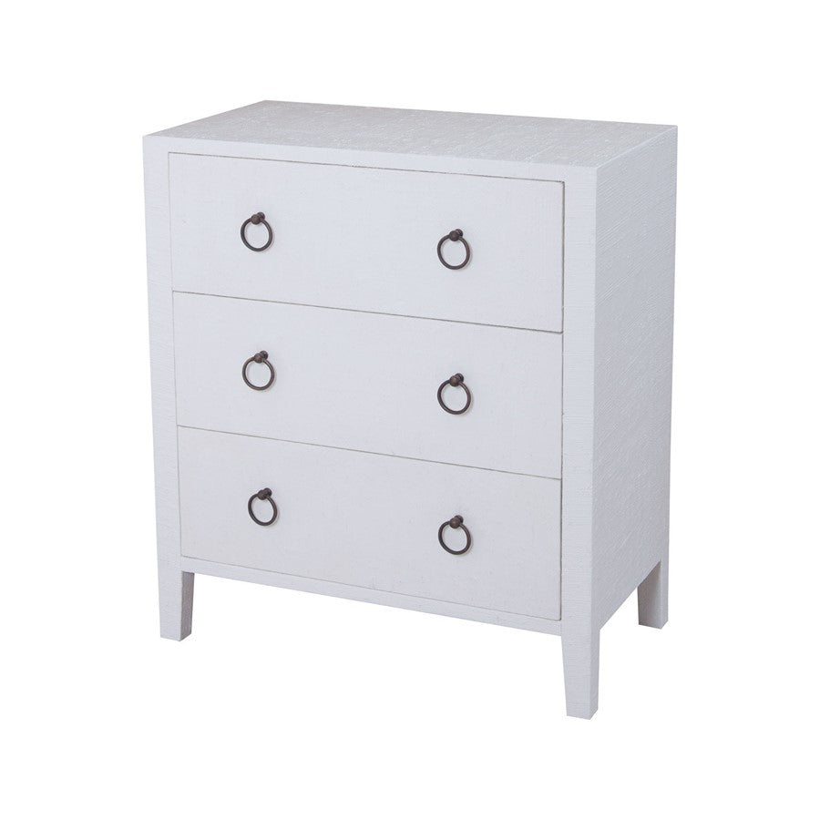 Atlas Lighting St. Kitts 3-Drawer Chest | White Wood with Aged Bronze Pulls | Bedroom & Entryway Storage | 32in W x 17in D x 36in H | Model ST11076-01