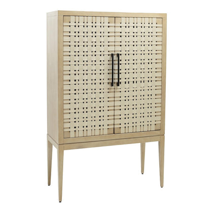 Atlas Lighting Sunset Harbor 2-Door Cabinet | Sandy Cove Wood with Natural Cotton Webbing | Entryway & Living Room Storage | 42in | Model ST11079-01