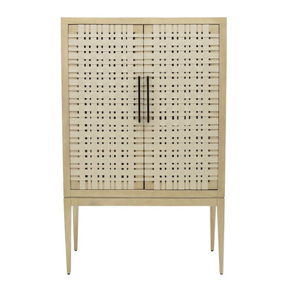 Atlas Lighting Sunset Harbor 2-Door Cabinet | Sandy Cove Wood with Natural Cotton Webbing | Entryway & Living Room Storage | 42in | Model ST11079-01