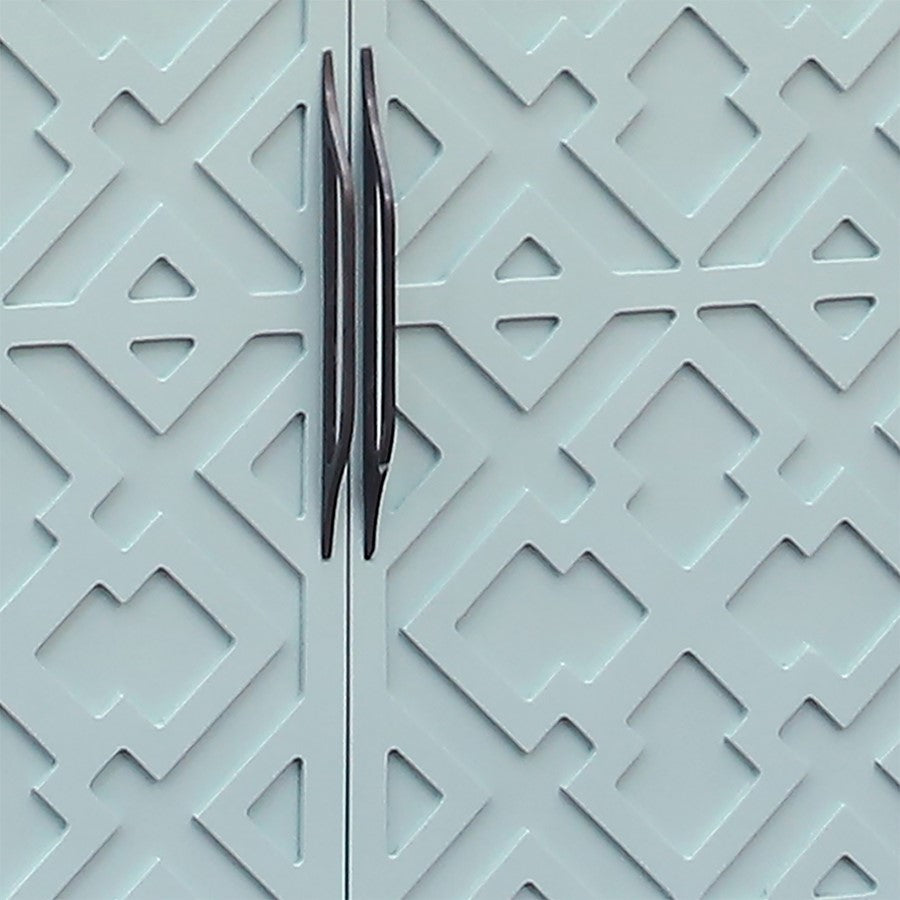 Atlas Lighting Topher 4-Door Credenza | Aqua Wood Composite with Geometric Fretwork | Living Room & Dining Room Storage | Model ST11084-01