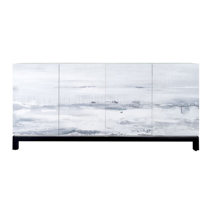 Atlas Lighting Torres 72in 4-Door Wooden Credenza | Designer White and Gray Transitional | Living Room & Dining Room Storage | Model ST11085-01
