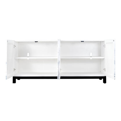 Atlas Lighting Torres 72in 4-Door Wooden Credenza | Designer White and Gray Transitional | Living Room & Dining Room Storage | Model ST11085-01