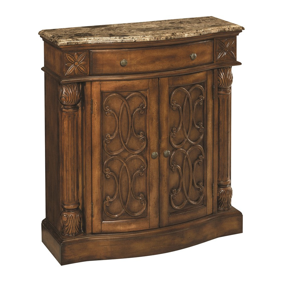 Atlas Lighting William 32in 2-Door Wooden Cabinet | Brown and Stone Traditional | Living Room & Entryway Storage | 32 x 12 x 35 in | Model ST11093-01