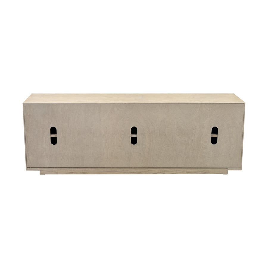 Atlas Lighting Yearling 68in 4-Door Credenza | Light Oak and Blackened Bronze with Leather Handles | Living Room & Dining Room | Model ST11095-01
