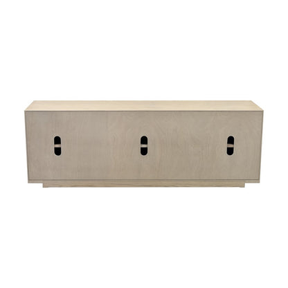 Atlas Lighting Yearling 68in 4-Door Credenza | Light Oak and Blackened Bronze with Leather Handles | Living Room & Dining Room | Model ST11095-01