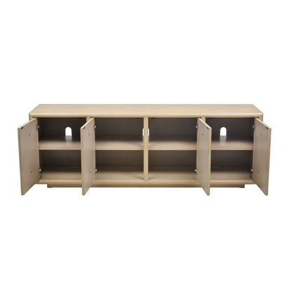 Atlas Lighting Yearling 68in 4-Door Credenza | Light Oak and Blackened Bronze with Leather Handles | Living Room & Dining Room | Model ST11095-01
