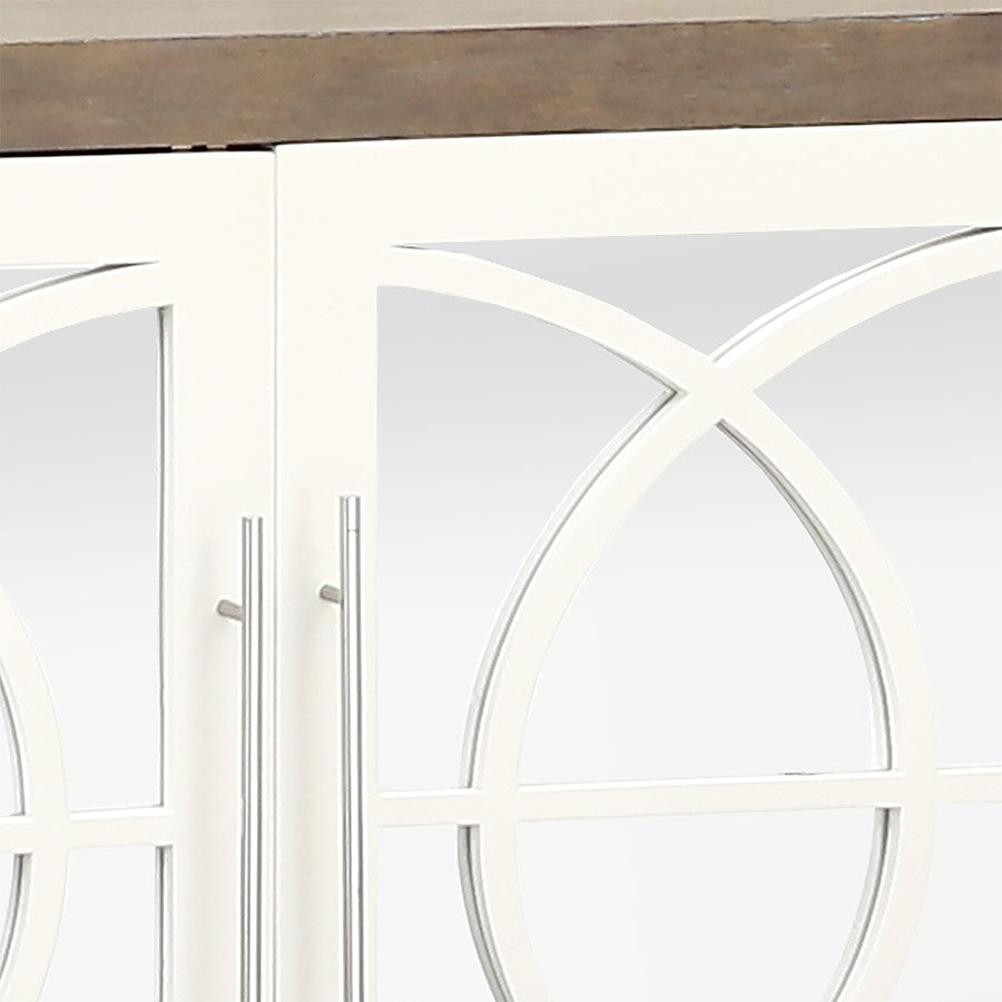 Atlas Lighting Zoran 72in 4-Door Credenza | Brown and Weathered White with Mirror Doors | Living Room & Dining Room Storage | Model ST11096-01