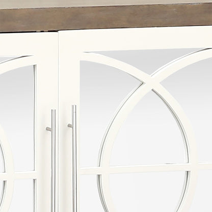 Atlas Lighting Zoran 72in 4-Door Credenza | Brown and Weathered White with Mirror Doors | Living Room & Dining Room Storage | Model ST11096-01