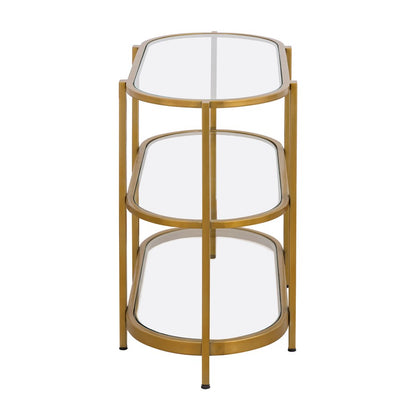 Atlas Lighting Blain 40in Oval Console Table | Antique Brass Metal Frame and Clear Glass Shelves | Entryway & Dining Room Display | Model TA11018-01