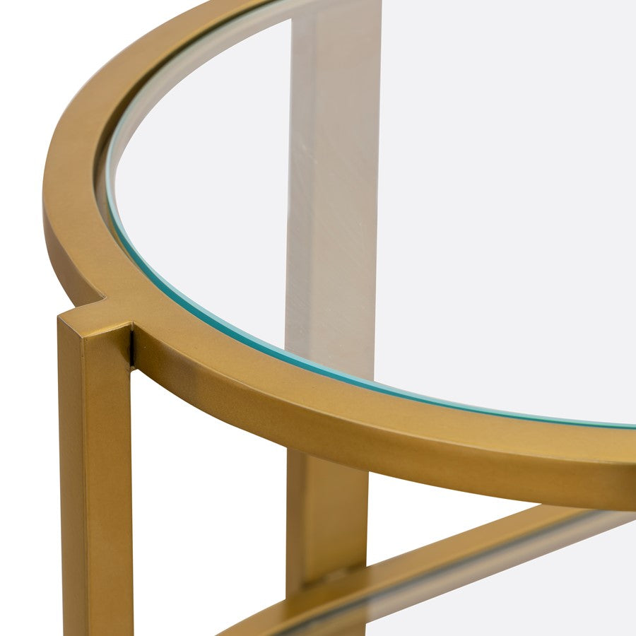 Atlas Lighting Blain 40in Oval Console Table | Antique Brass Metal Frame and Clear Glass Shelves | Entryway & Dining Room Display | Model TA11018-01