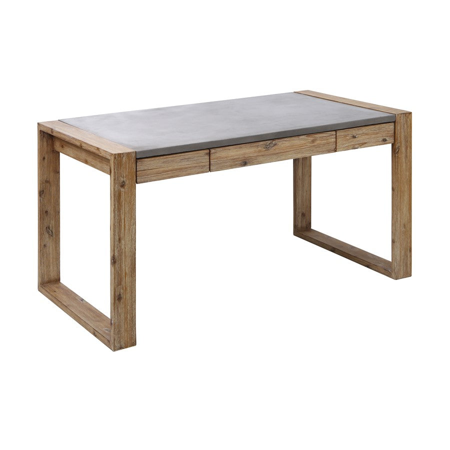 Atlas Brooklyn Heights 57in Desk | Polished Concrete and Natural Wood Transitional | Home Office & Study Desk | Model TA11027-01