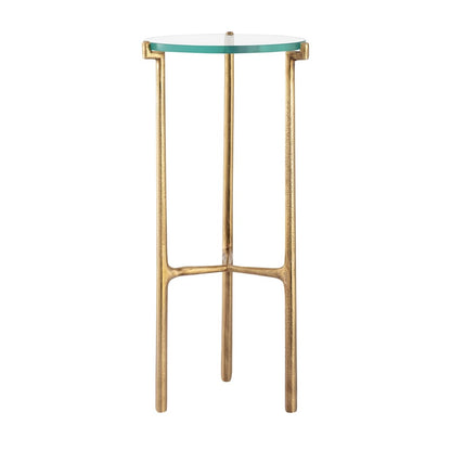 Atlas Bump Out 9in Accent Table | Aged Brass Metal and Clear Glass Transitional | Living Room & Bedroom Drinks Table | Model TA11030-01