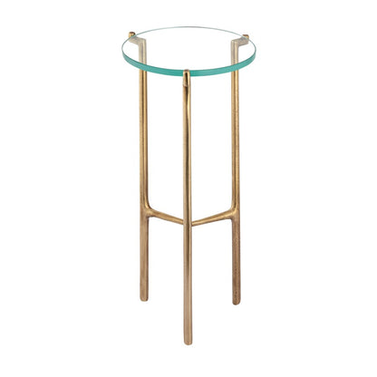 Atlas Bump Out 9in Accent Table | Aged Brass Metal and Clear Glass Transitional | Living Room & Bedroom Drinks Table | Model TA11030-01
