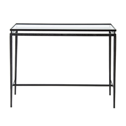 Atlas Lighting Canyon Console Table 42in | Transitional Black Metal and Clear Glass | Entryway & Hallway Accent Table | Model TA11034-01
