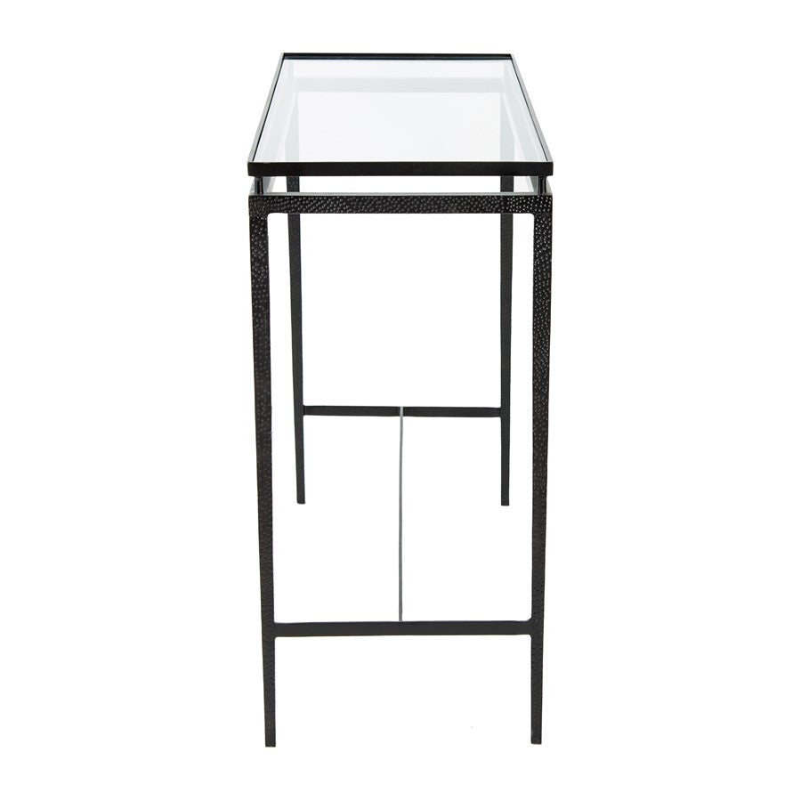 Atlas Lighting Canyon Console Table 42in | Transitional Black Metal and Clear Glass | Entryway & Hallway Accent Table | Model TA11034-01