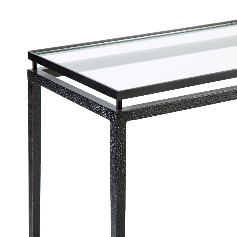 Atlas Lighting Canyon Console Table 42in | Transitional Black Metal and Clear Glass | Entryway & Hallway Accent Table | Model TA11034-01