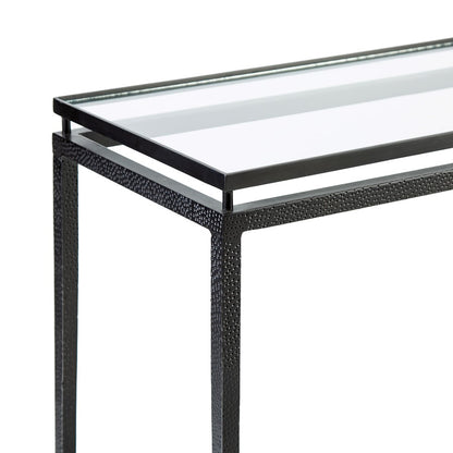 Atlas Lighting Canyon Console Table 42in | Transitional Black Metal and Clear Glass | Entryway & Hallway Accent Table | Model TA11034-01