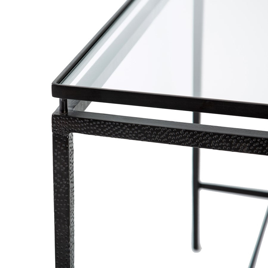 Atlas Lighting Canyon Console Table 42in | Transitional Black Metal and Clear Glass | Entryway & Hallway Accent Table | Model TA11034-01