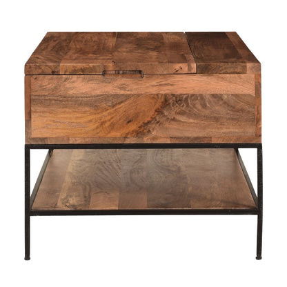 Atlas Lighting Carey Coffee Table 30in | Transitional Natural Mango Wood and Black Metal | Living Room Storage Coffee Table | Model TA11035-01