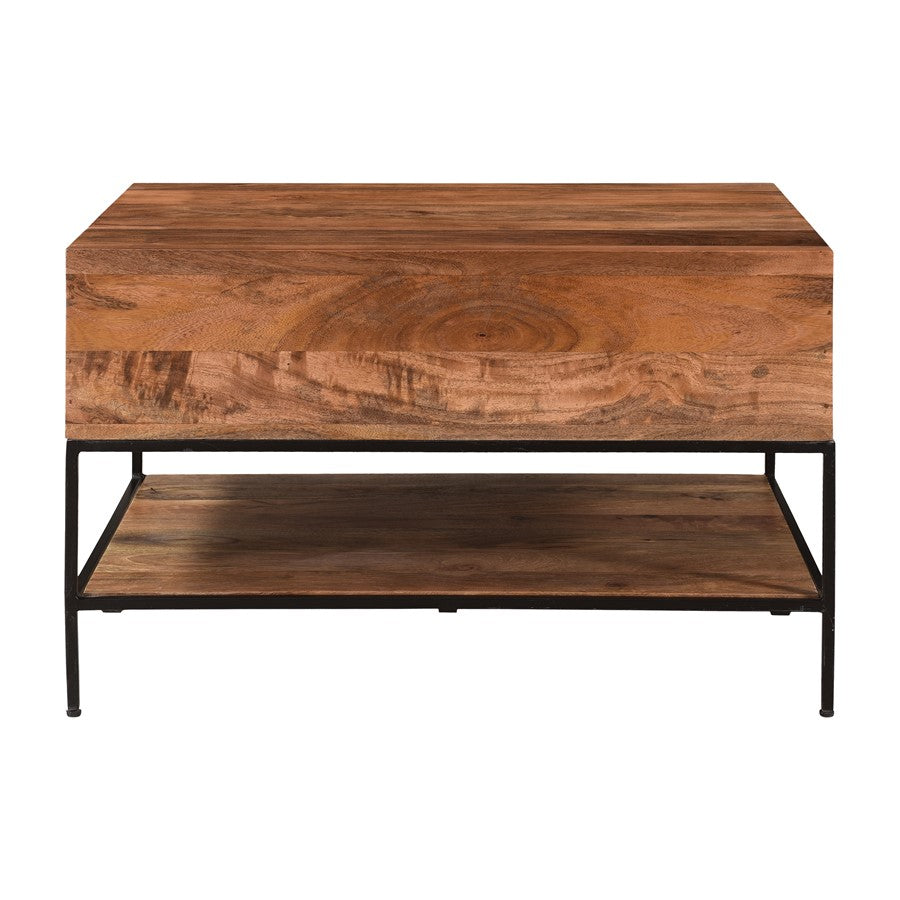 Atlas Lighting Carey Coffee Table 30in | Transitional Natural Mango Wood and Black Metal | Living Room Storage Coffee Table | Model TA11035-01