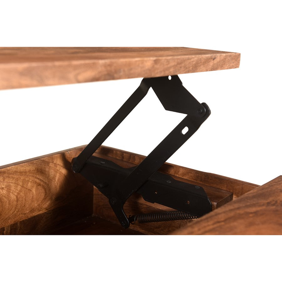 Atlas Lighting Carey Coffee Table 30in | Transitional Natural Mango Wood and Black Metal | Living Room Storage Coffee Table | Model TA11035-01