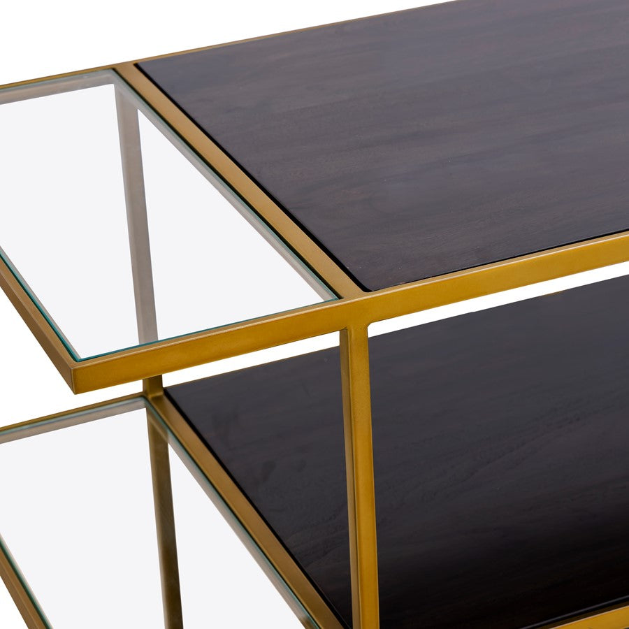Atlas Lighting Carrick Console Table 60in | Traditional Dark Mahogany Wood and Brass Metal | Entryway & Living Room Accent Table | Model TA11036-01