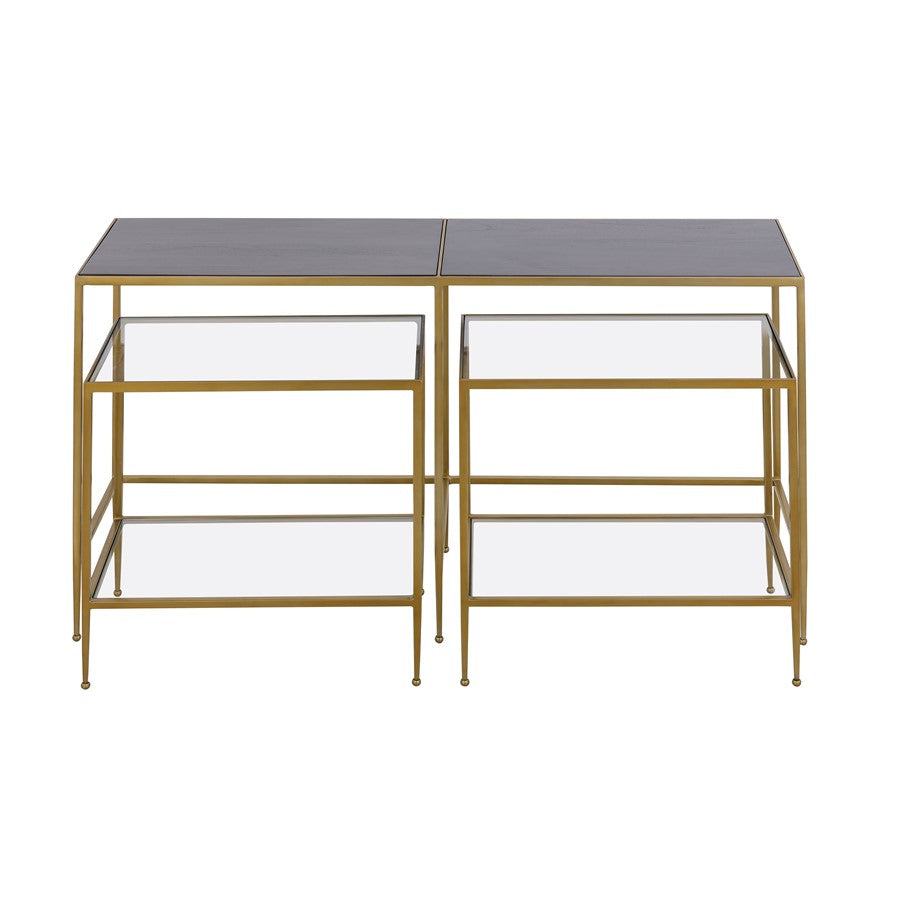 Atlas Lighting Carrick Nesting Console Table Set of 3 | Transitional Mahogany Wood and Brass Metal | Entryway & Living Room | Model TA11037-01S