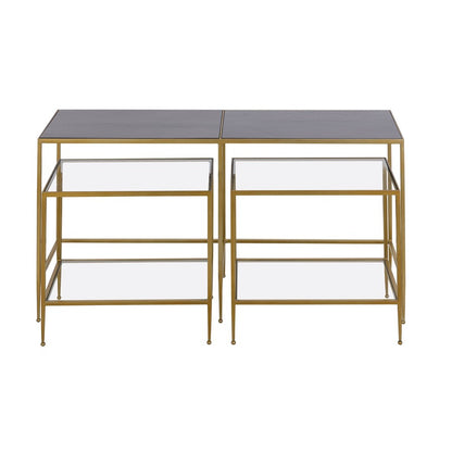 Atlas Lighting Carrick Nesting Console Table Set of 3 | Transitional Mahogany Wood and Brass Metal | Entryway & Living Room | Model TA11037-01S