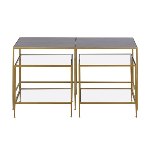Atlas Lighting Carrick Nesting Console Table Set of 3 | Transitional Mahogany Wood and Brass Metal | Entryway & Living Room | Model TA11037-01S