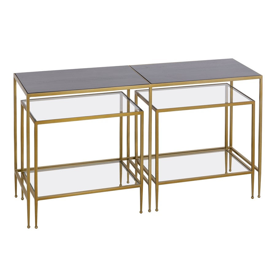 Atlas Lighting Carrick Nesting Console Table Set of 3 | Transitional Mahogany Wood and Brass Metal | Entryway & Living Room | Model TA11037-01S