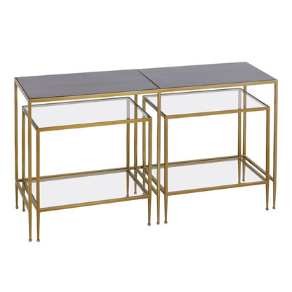 Atlas Lighting Carrick Nesting Console Table Set of 3 | Transitional Mahogany Wood and Brass Metal | Entryway & Living Room | Model TA11037-01S