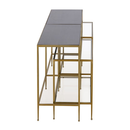 Atlas Lighting Carrick Nesting Console Table Set of 3 | Transitional Mahogany Wood and Brass Metal | Entryway & Living Room | Model TA11037-01S