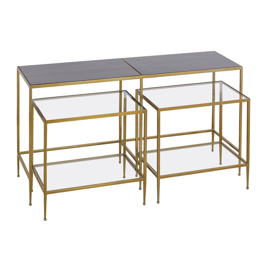 Atlas Lighting Carrick Nesting Console Table Set of 3 | Transitional Mahogany Wood and Brass Metal | Entryway & Living Room | Model TA11037-01S