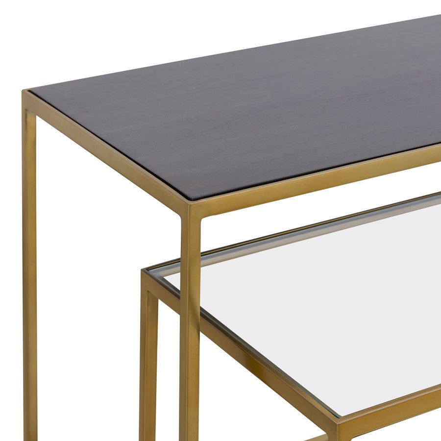 Atlas Lighting Carrick Nesting Console Table Set of 3 | Transitional Mahogany Wood and Brass Metal | Entryway & Living Room | Model TA11037-01S