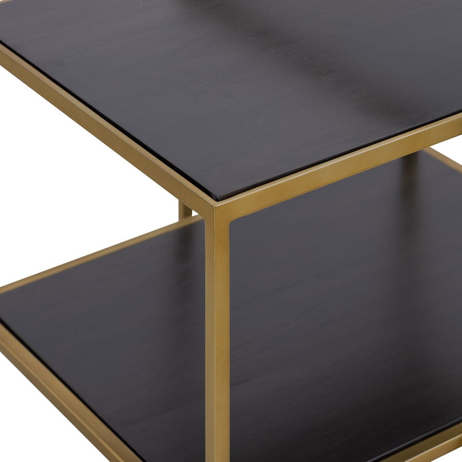 Atlas Lighting Carrick 23in Nesting Table Set of 2 | Transitional Dark Mahogany Wood and Brass Metal | Living Room & Bedroom | Model TA11038-01S
