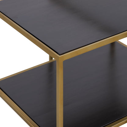 Atlas Lighting Carrick 23in Nesting Table Set of 2 | Transitional Dark Mahogany Wood and Brass Metal | Living Room & Bedroom | Model TA11038-01S