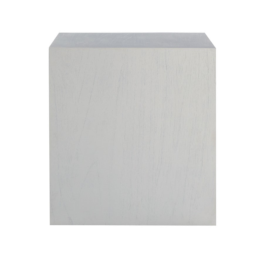 Atlas Lighting Checkmate 22in Accent Table | Modern White Wood with Drawer & Shelf | Living Room & Bedroom Side Table | Model TA11040-01