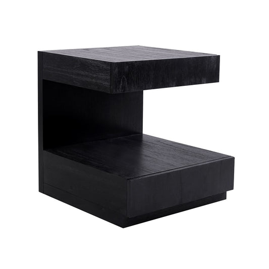 Atlas Lighting Checkmate 22in Accent Table | Modern Black Wood with Drawers | Living Room & Bedroom Side Table | 22 x 20 x 24 in | Model TA11040-02