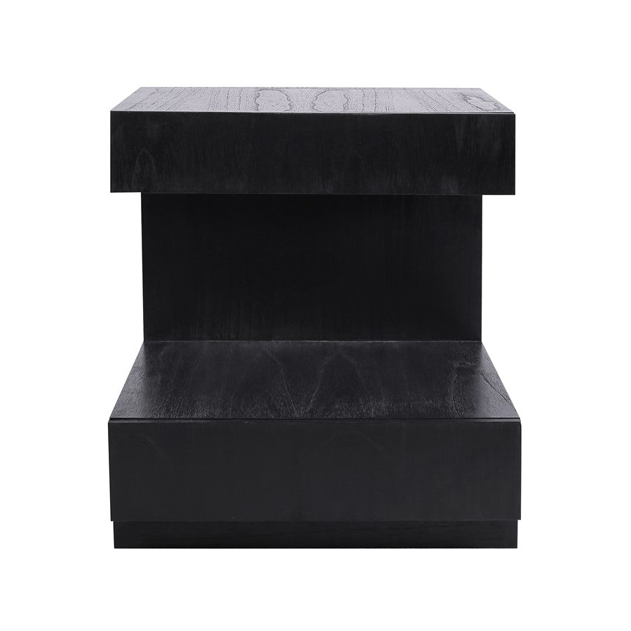 Atlas Lighting Checkmate 22in Accent Table | Modern Black Wood with Drawers | Living Room & Bedroom Side Table | 22 x 20 x 24 in | Model TA11040-02