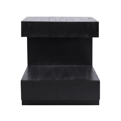 Atlas Lighting Checkmate 22in Accent Table | Modern Black Wood with Drawers | Living Room & Bedroom Side Table | 22 x 20 x 24 in | Model TA11040-02