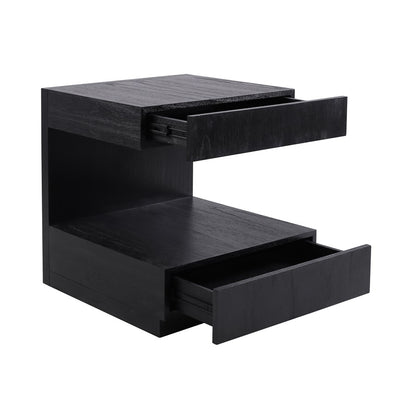Atlas Lighting Checkmate 22in Accent Table | Modern Black Wood with Drawers | Living Room & Bedroom Side Table | 22 x 20 x 24 in | Model TA11040-02