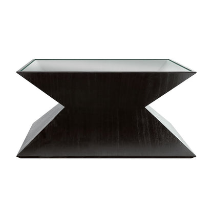 Atlas Lighting Checkmate 38in Square Coffee Table | Traditional Black Wood and Clear Glass | Living Room & Family Room Centerpiece | Model TA11041-01