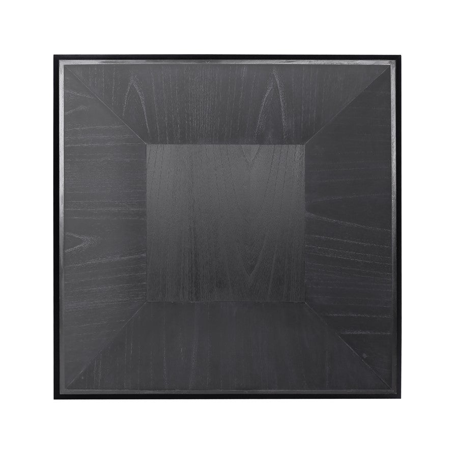 Atlas Lighting Checkmate 38in Square Coffee Table | Traditional Black Wood and Clear Glass | Living Room & Family Room Centerpiece | Model TA11041-01