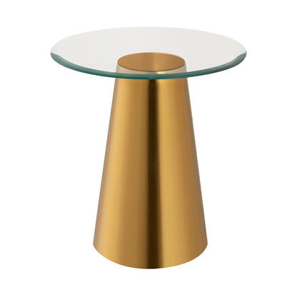Atlas Lighting Cone 17in Accent Table | Transitional Brass Metal and Clear Glass | Living Room & Bedroom Side Table | Model TA11050-01