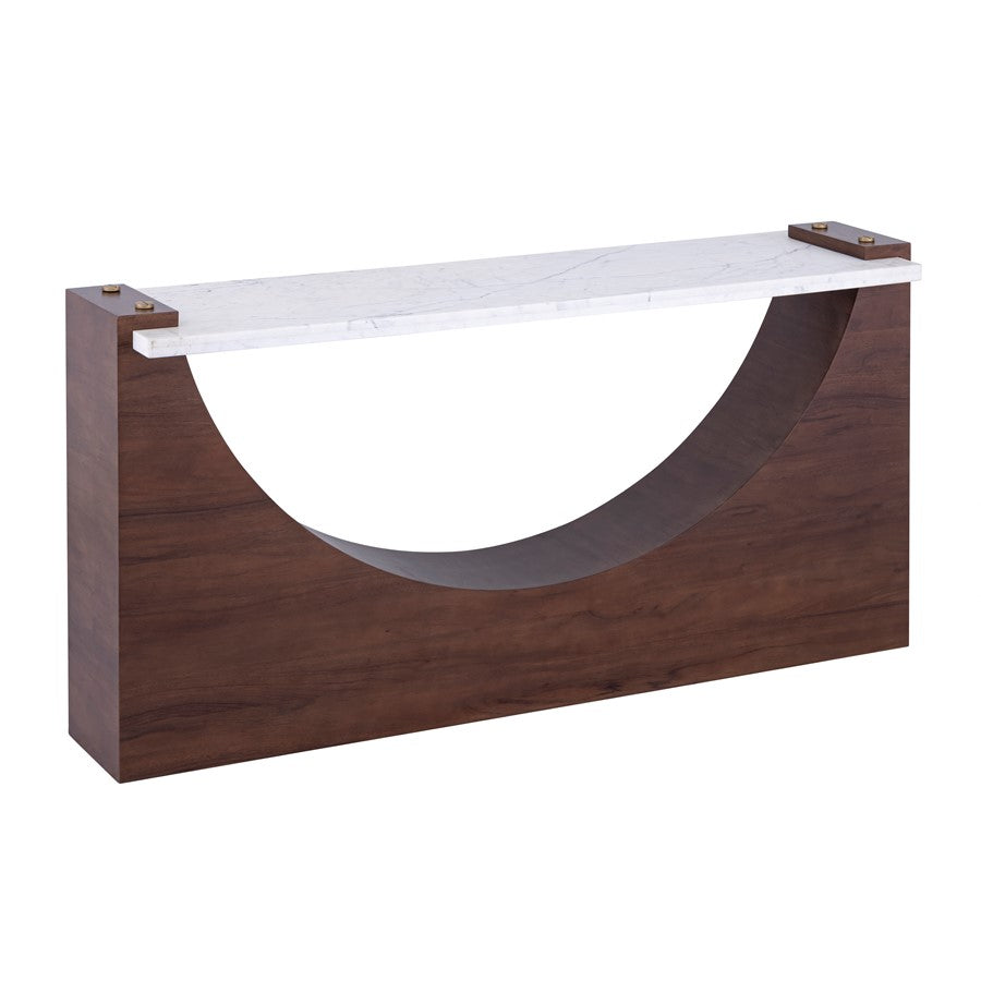 Atlas Lighting Corsa 60in Console Table | Transitional Walnut Wood and White Marble | Entryway & Living Room | 60 x 16 x 31 in | Model TA11053-01