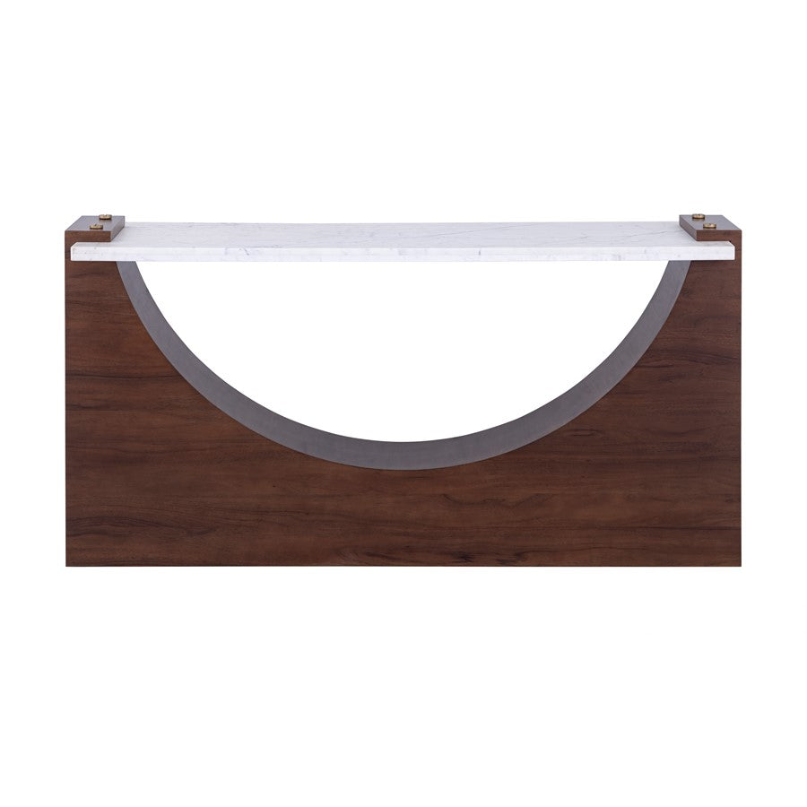Atlas Lighting Corsa 60in Console Table | Transitional Walnut Wood and White Marble | Entryway & Living Room | 60 x 16 x 31 in | Model TA11053-01