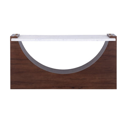 Atlas Lighting Corsa 60in Console Table | Transitional Walnut Wood and White Marble | Entryway & Living Room | 60 x 16 x 31 in | Model TA11053-01