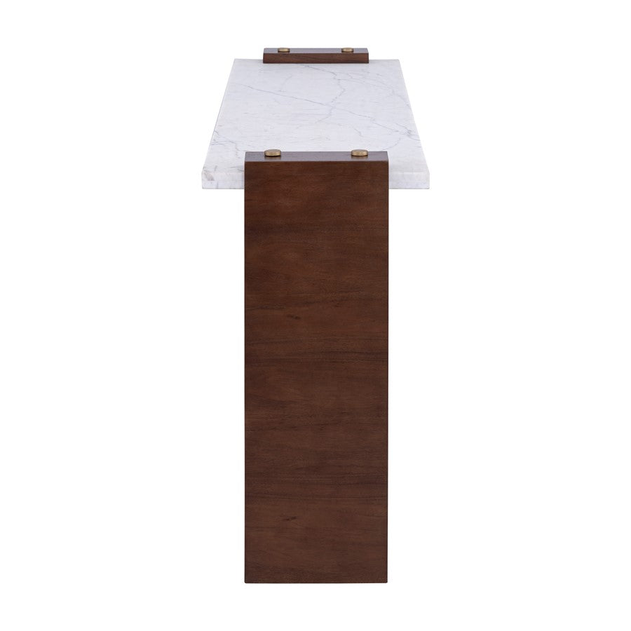 Atlas Lighting Corsa 60in Console Table | Transitional Walnut Wood and White Marble | Entryway & Living Room | 60 x 16 x 31 in | Model TA11053-01