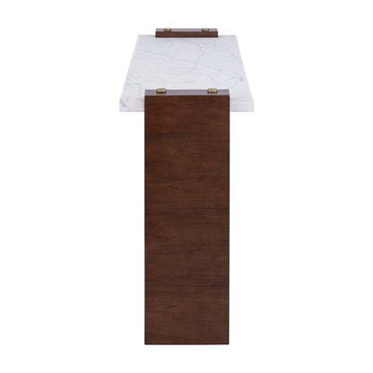Atlas Lighting Corsa 60in Console Table | Transitional Walnut Wood and White Marble | Entryway & Living Room | 60 x 16 x 31 in | Model TA11053-01