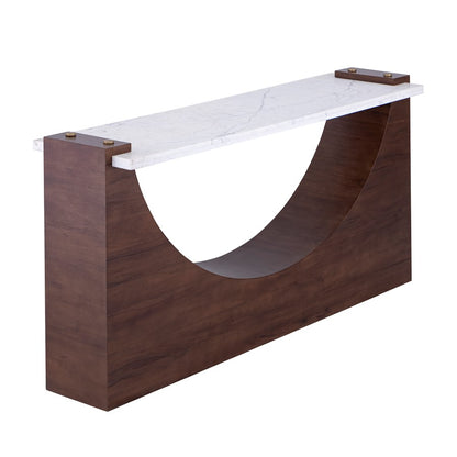Atlas Lighting Corsa 60in Console Table | Transitional Walnut Wood and White Marble | Entryway & Living Room | 60 x 16 x 31 in | Model TA11053-01